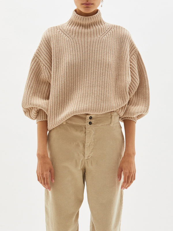 melange chunky turtleneck knit