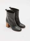 stacked heel ankle boot