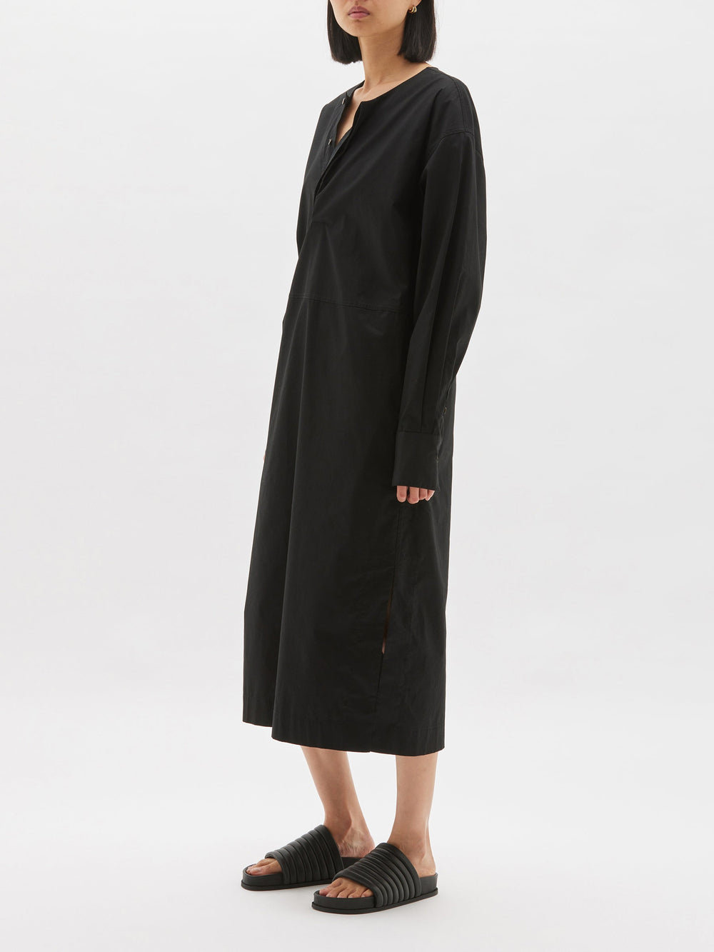 organic poplin shirt sleeve dress