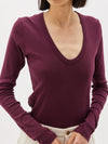 slim rib v neck long sleeve t.shirt