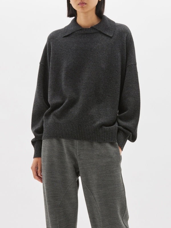relaxed polo style knit