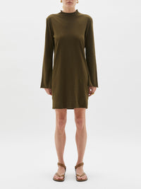 raised neck slim l/s dress