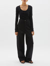 stretch twill wide leg pant