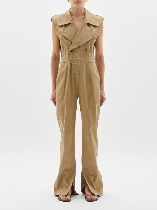 trench style jumpsuit