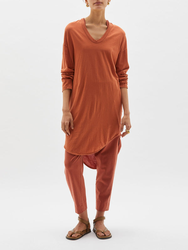 v neck bxy contrast l/s dress