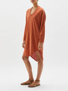 v neck bxy contrast l/s dress