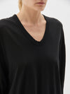 v neck bxy contrast l/s dress