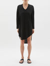 v neck bxy contrast l/s dress