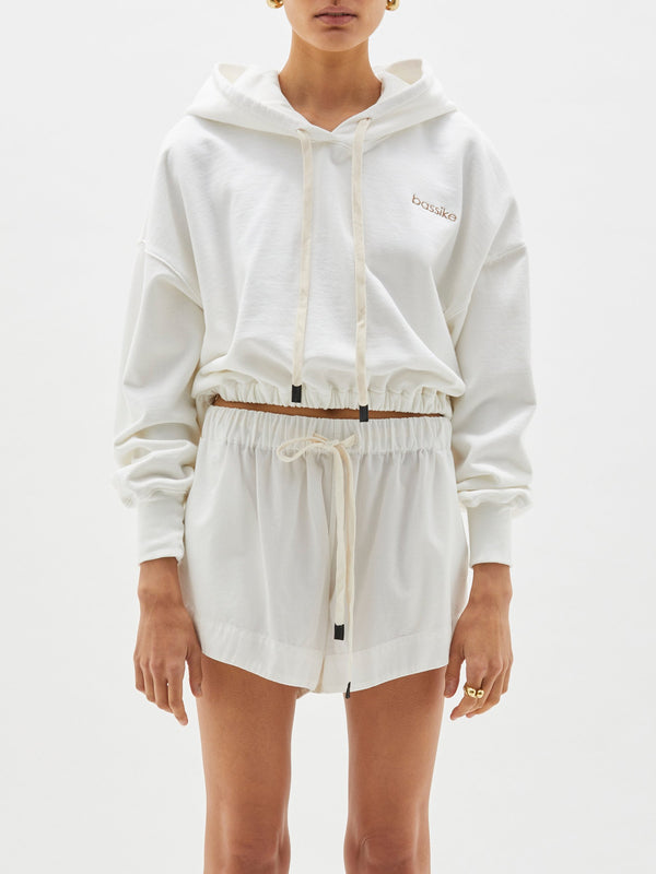 branded cropped hooded sweat