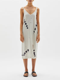 splatter v neck jsy slip dress