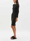 rib fitted crew neck dress