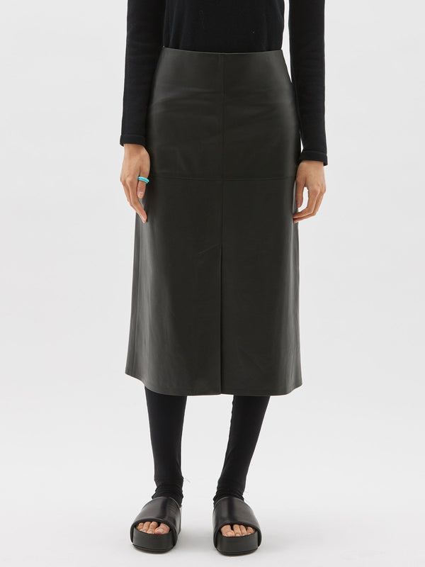 a line leather skirt