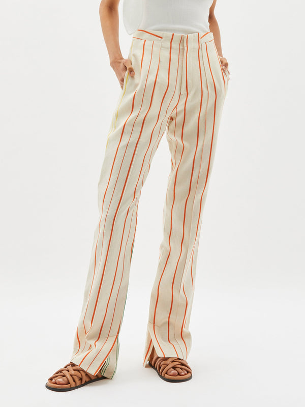 stripe split hem pant