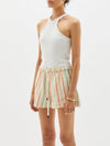 stripe linen beach short