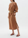 linen balloon sleeve dress