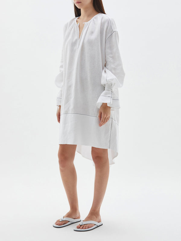 linen voluminous wrap slv dres