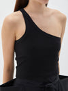 slim one shldr rib crop tank