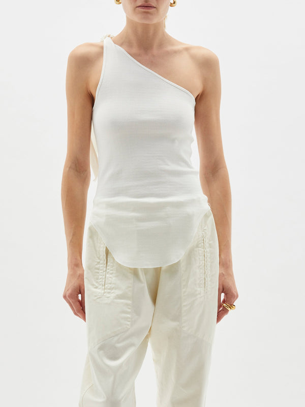 tie one shoulder rib tank