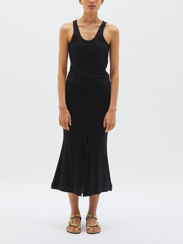 split flared rib skirt