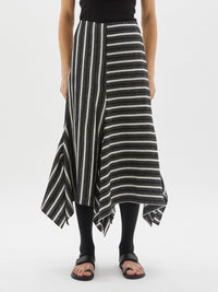 striped linen panel skirt