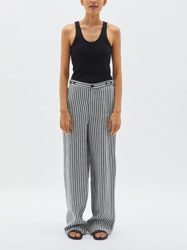 stripe linen slouch pant