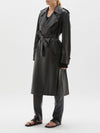 leather cut out trench