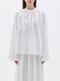 cotton gathered cape shirt