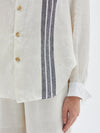 linen stripe cttn detail shirt