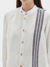 linen stripe cttn detail shirt