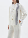 linen stripe cttn detail shirt