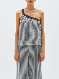 stripe one shoulder tank