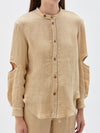 linen button detail shirt