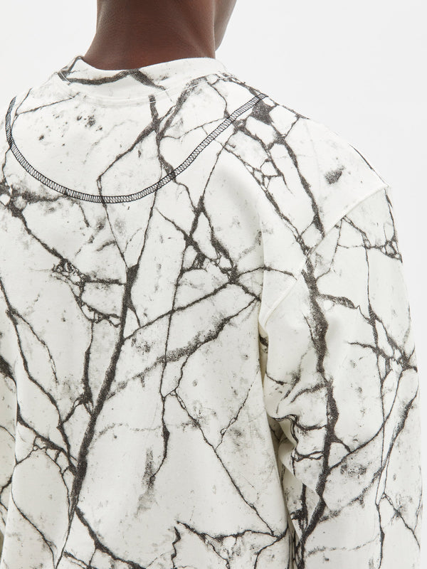 cracked print fleece sweat