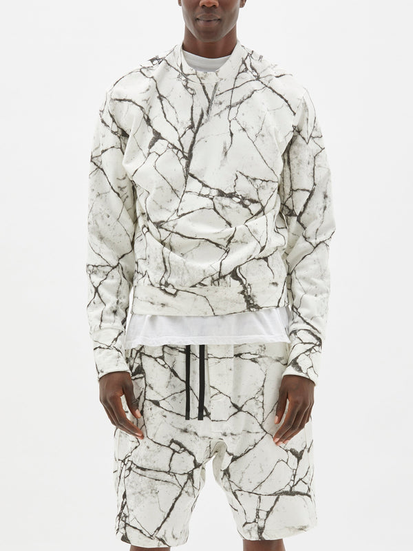 cracked print fleece sweat