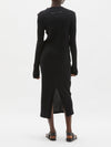 raised neck rib knit l/s dress