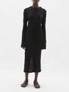 raised neck rib knit l/s dress