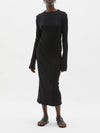 raised neck rib knit l/s dress