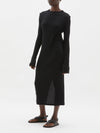 raised neck rib knit l/s dress