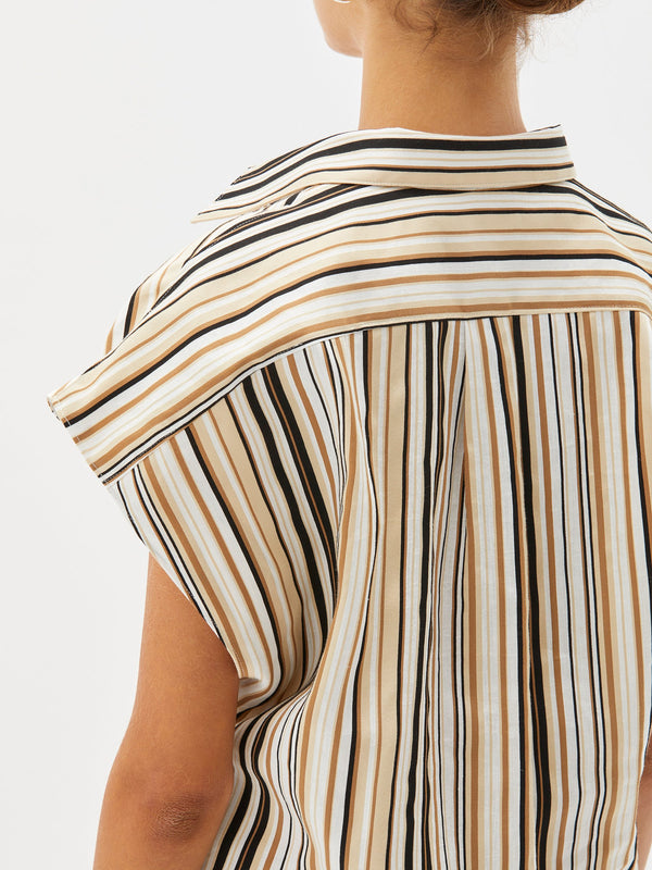 sleeveless yoke detail shirt