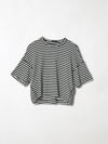 bassike stripe rib waffle short sleeve t.shirt in undyedblack