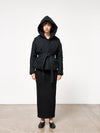 bassike wadded hooded wrap jacket in black