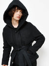 bassike wadded hooded wrap jacket in black