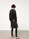 bassike leather draped skirt in black