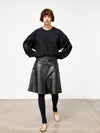 bassike leather draped skirt in black