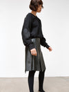 bassike leather draped skirt in black