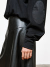 bassike leather draped skirt in black