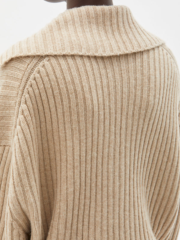 chunky ribbed polo knit