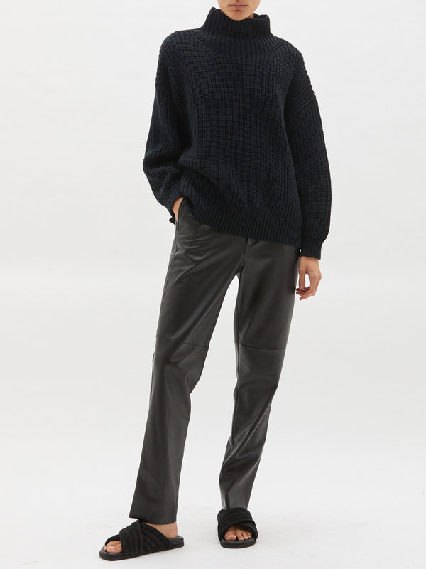 melange chunky turtleneck knit