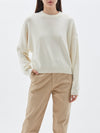 bassike batwing cashmere crew knit in white