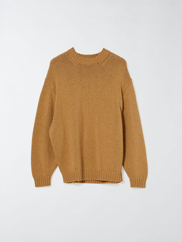 bassike chunky crew neck knit in tan